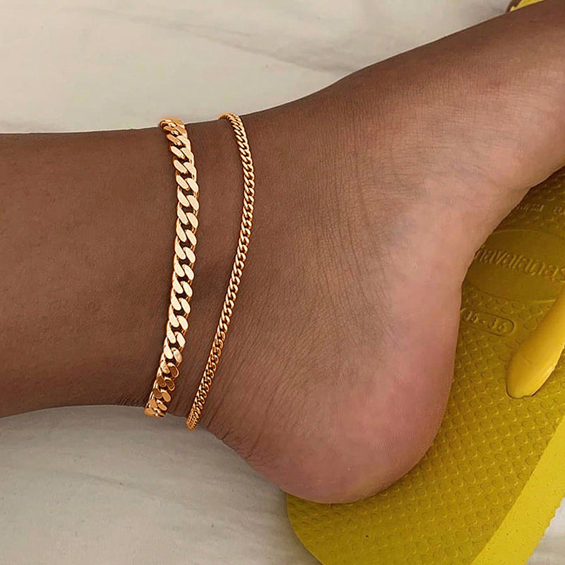 Fashion Simple Chain Double-circle Anklet Women