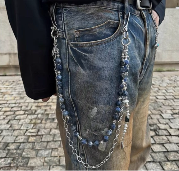 Men's Peacock Jeweled Wallet Chain