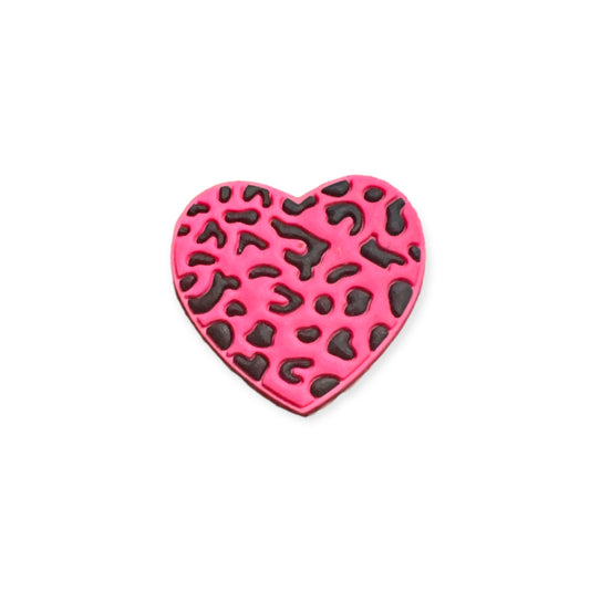 pink cow print heart croc charm