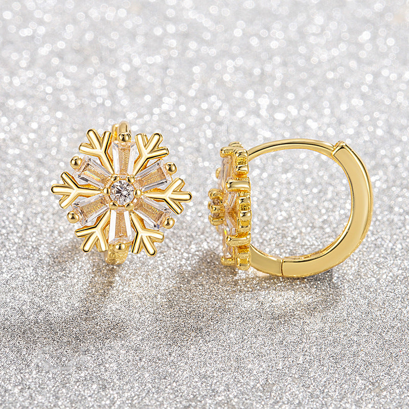 Snowflake CZ Ear Clip On Earrings