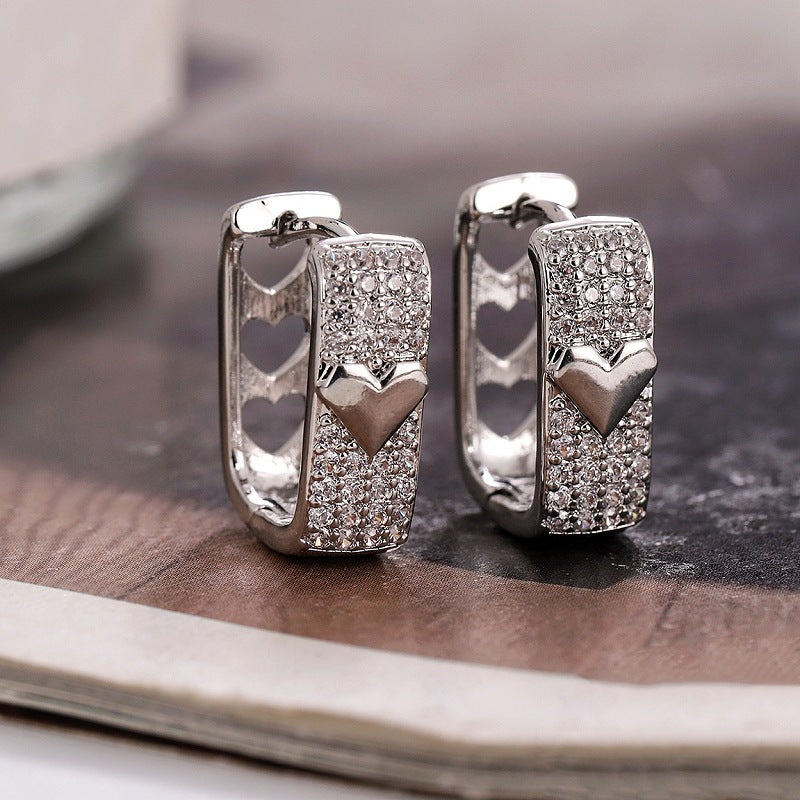 Hollowed-out Love Clip On Earrings
