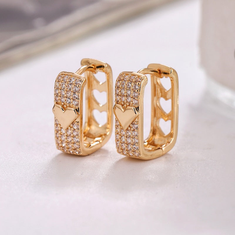 Hollowed-out Love Clip On Earrings