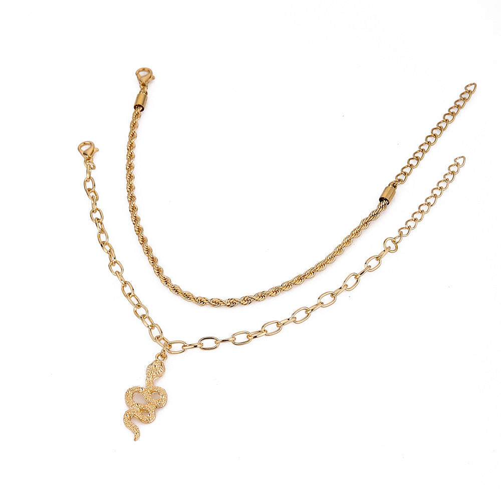 Snake Twist Double Circle Anklet