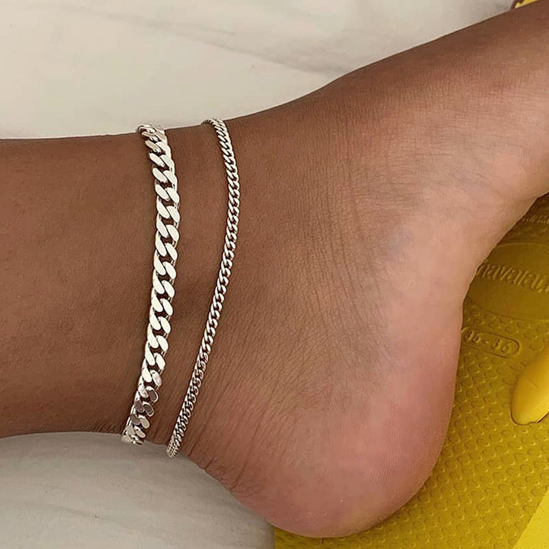Fashion Simple Chain Double-circle Anklet Women