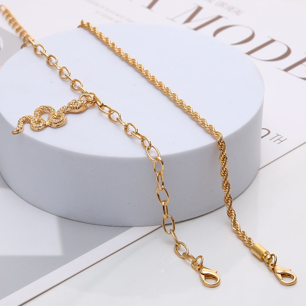Snake Twist Double Circle Anklet