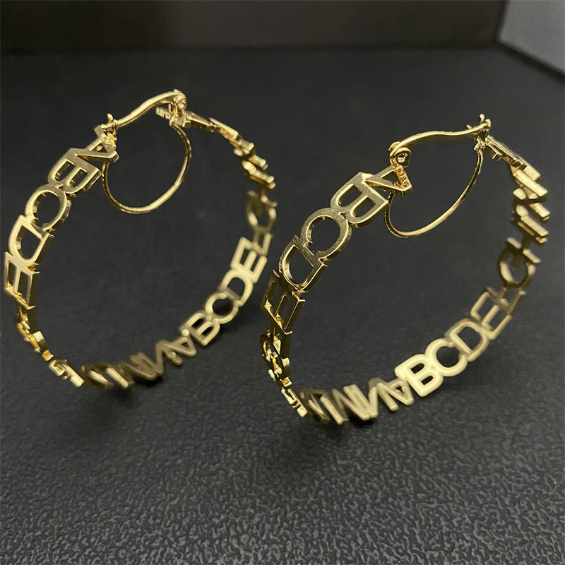 Letter Style Hoop Earrings