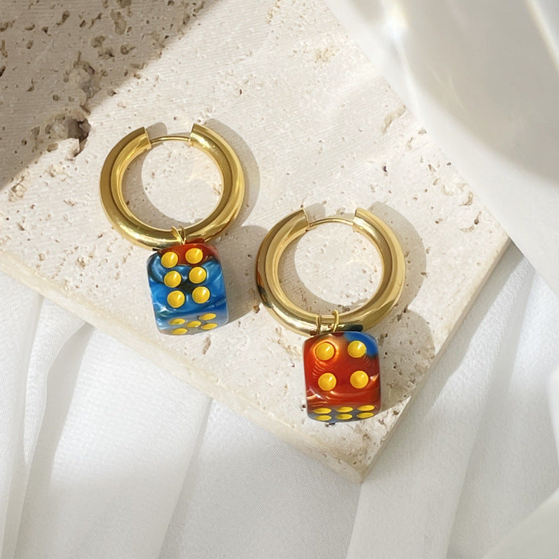 dice hoop earrings