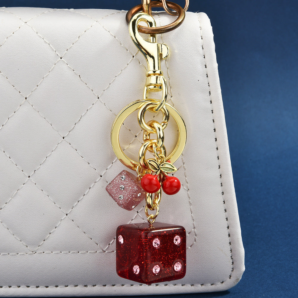 Vintage Dice Cherry Keychain Pendant