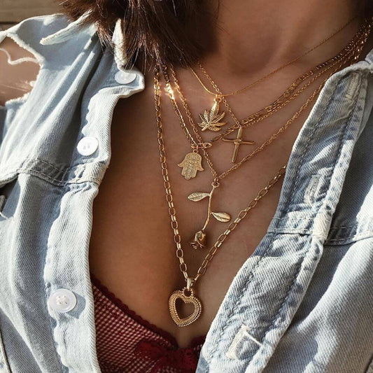 Hamsa Multi Layer Heart Chain