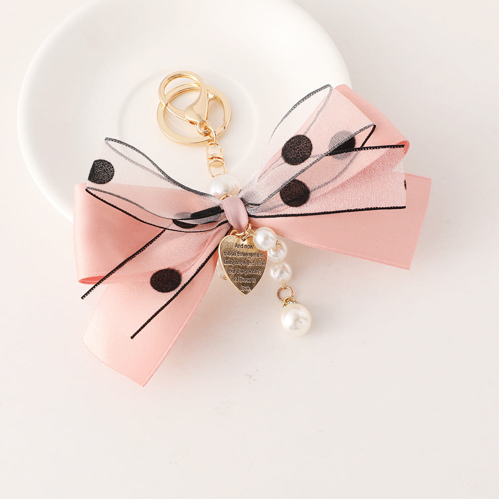 Pink bowtied keychain