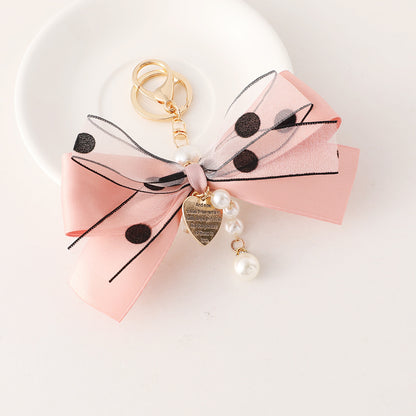 Pink bowtied keychain
