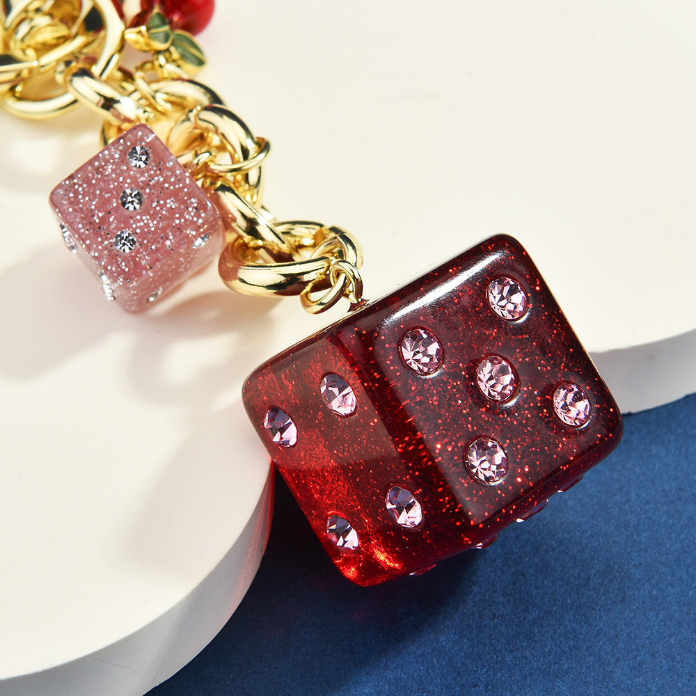 Vintage Dice Cherry Keychain Pendant