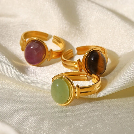 	Adjustable gold ring with small gemstone – dainty jewelry for women