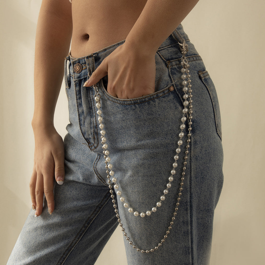 Women's Beaded Pearl Wallet Chain