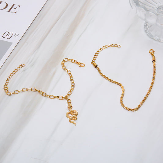 Snake Twist Double Circle Anklet