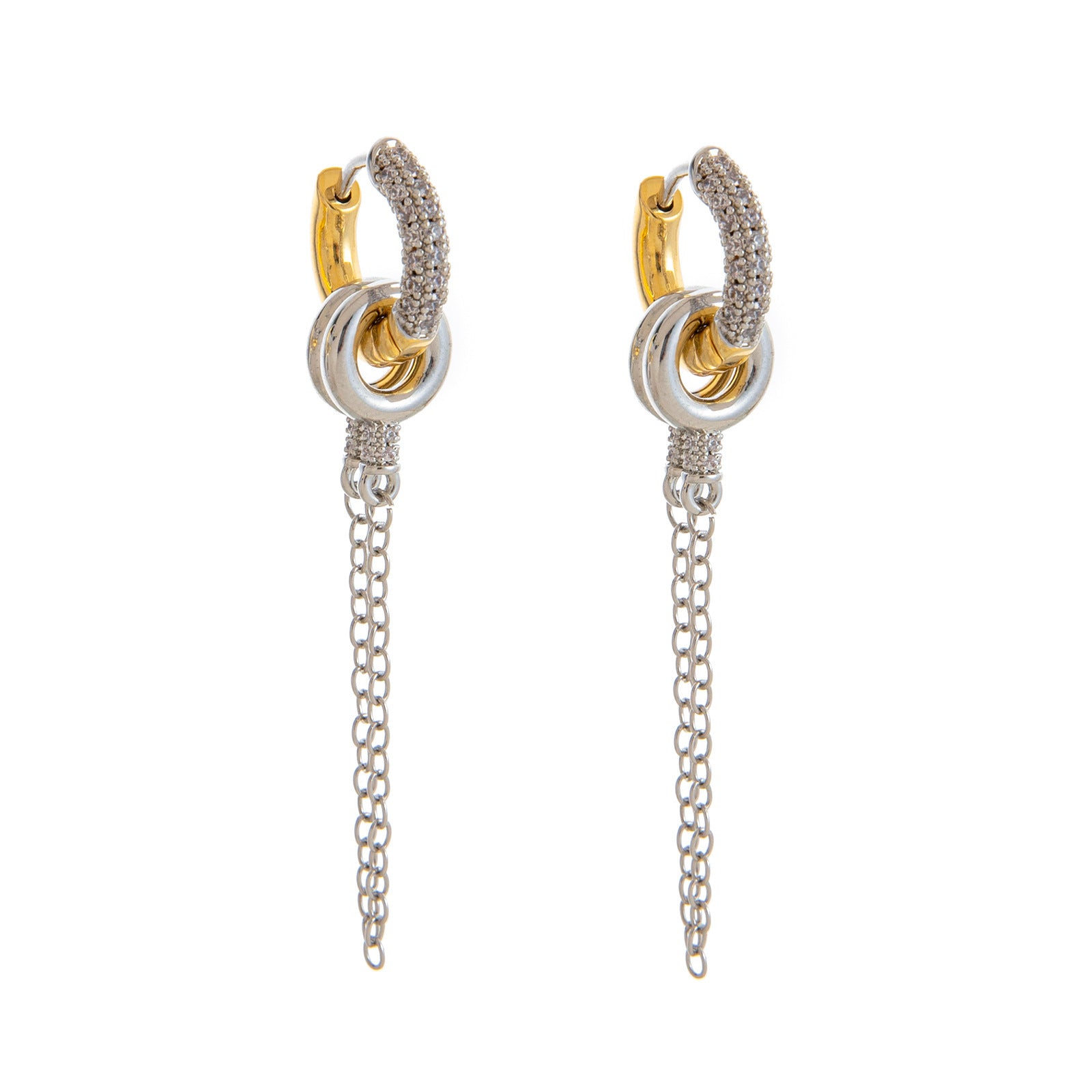 Zircon Stud Earrings With Chain