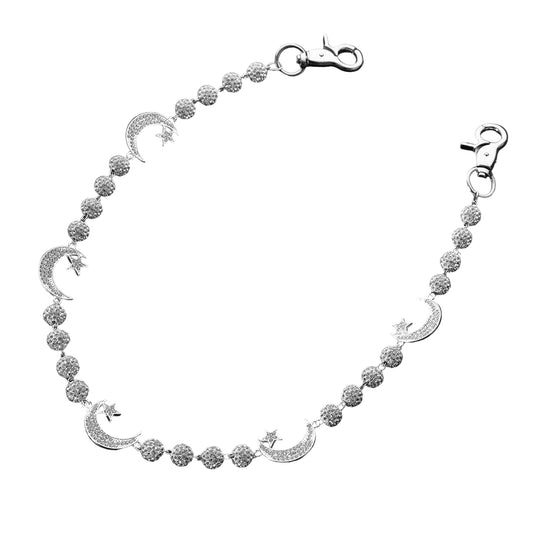 Rhinestone Moon & Stars Ball Wallet Chain