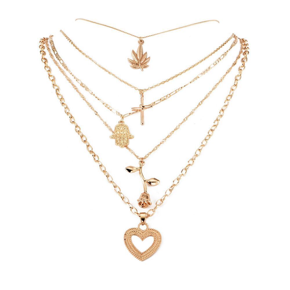 Hamsa Multi Layer Heart Chain