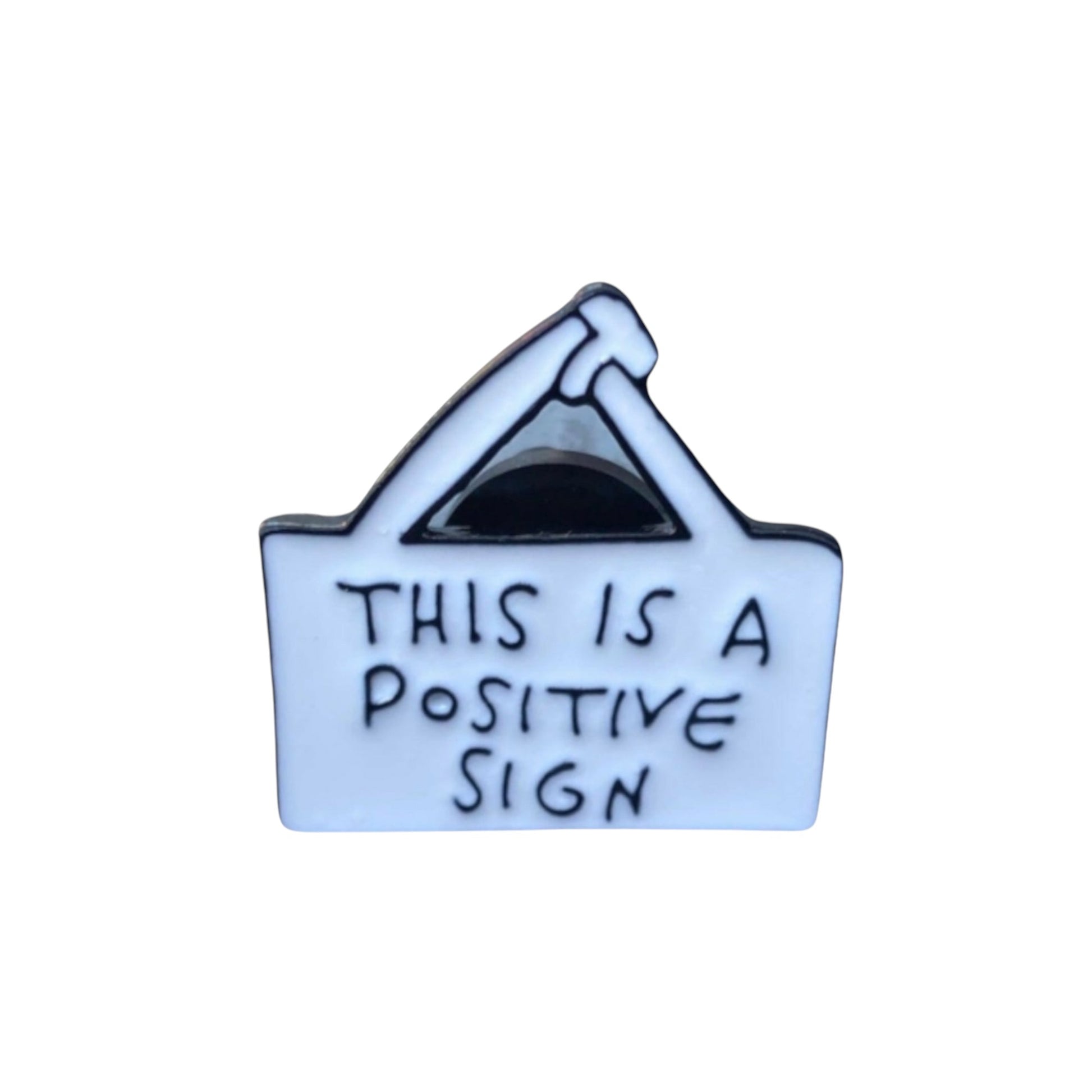 This is a positive sign enamel lapel pin