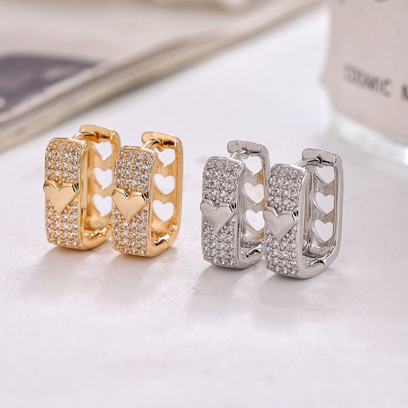 Hollowed-out Love Clip On Earrings