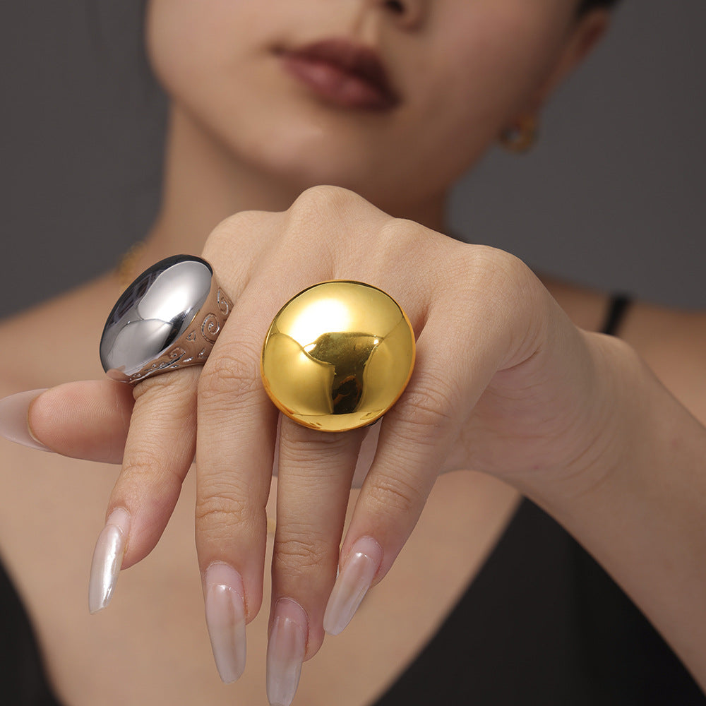 Large Glossy Roman Pattern Casting Ring by Savge Charmz
