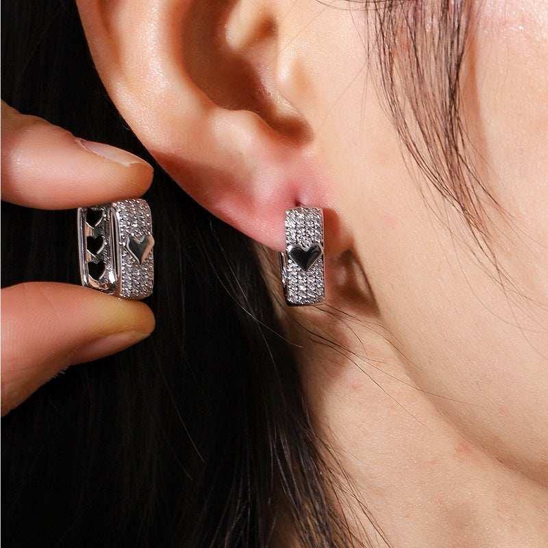 Hollowed-out Love Clip On Earrings
