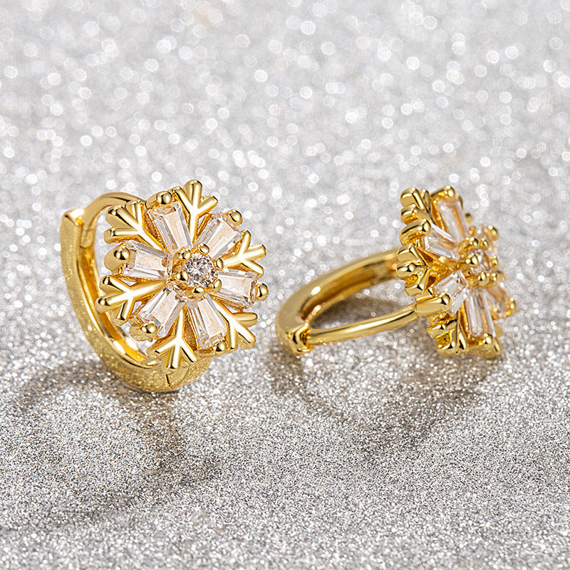 Snowflake CZ  Ear Clip On Earrings