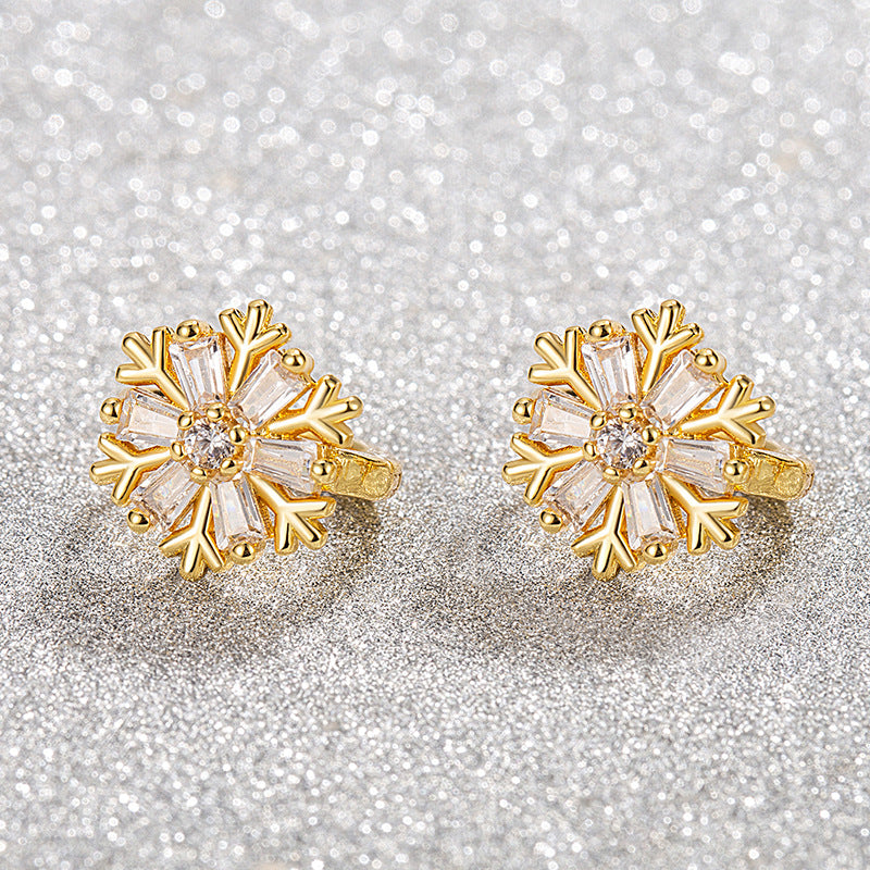 Snowflake CZ  Ear Clip On Earrings