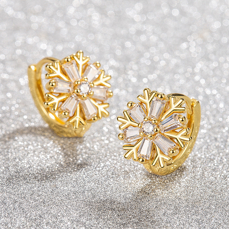 Snowflake CZ  Ear Clip On Earrings