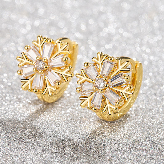 Snowflake CZ  Ear Clip On Earrings