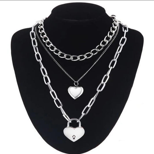 Heart Lock Necklace Sweater Chain