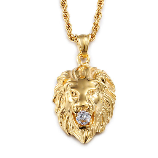Diamond Lion's Pendant Necklace