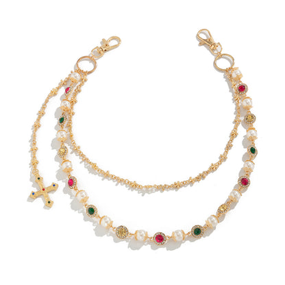 Cross Beaded Wallet Pants Chain