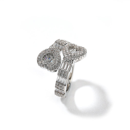Baguette CZ Heart Ring