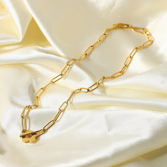 Gold Flower Paper Clip Necklace